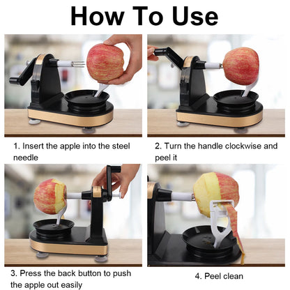 Efficient Hand-Cranked Multi-Fruit Peeler with Apple Slicer - Aiikon