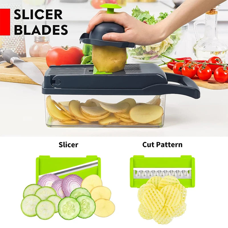 Multi-Functional Vegetable Cutter Household Potato Slicer Kitchen Radish Grater Slicer Kitchen Home Fruit Vegetable Tools - Aiikon