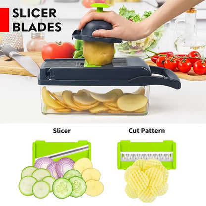 Multi-Functional Vegetable Cutter Household Potato Slicer Kitchen Radish Grater Slicer Kitchen Home Fruit Vegetable Tools - Aiikon